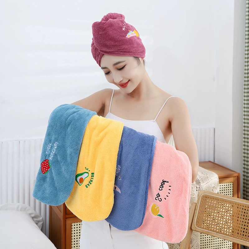 Трансграничное коралловое бархатное сухое полотенце для волос женская вышитая треугольная шапочка для душа впитывает воду