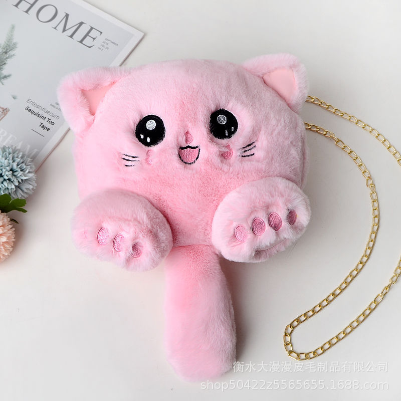 2020 Red Red Red New Korean Fashion Pussycat Bag Lovely Soft Moe Fashion Academy Wind Fluffy Pussycat Bag Mujer marea image 5