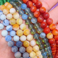 厂家直供 8mm新款古法琉璃圆珠高仿彩色玛瑙散珠手工饰品直孔串珠