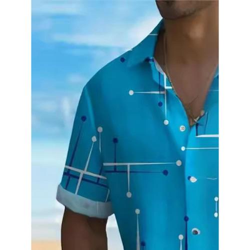 Cross-border independent station new fashion floral shirt summer men's clothing printed stand-up collar short-sleeve shirt Hawaiian shirt