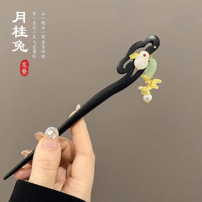 Clipper de cabello de flores de estilo antiguo, temperamento femenino de alto nivel, temperamento versátil, clipper de cabello de estilo chino, clipper de cabello de cabeza posterior.