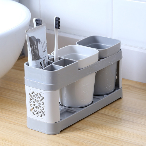 Wash cup and toothbrush holder set creative family couple mouthwash cup home toothbrush holder with two cups bathroom bathroom