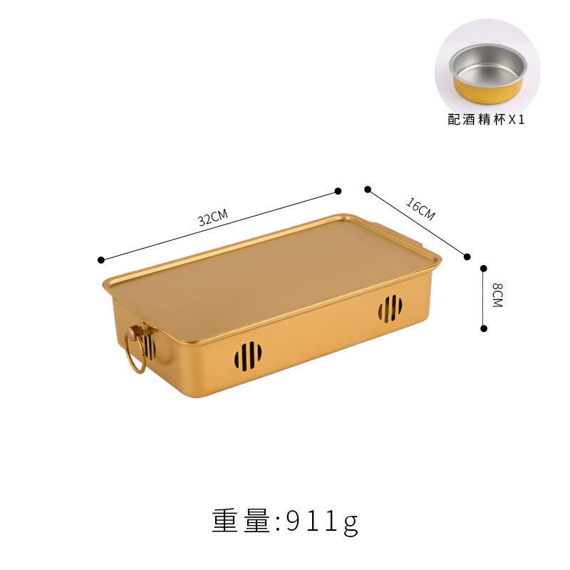 商用アルコールキャンドル加熱炉レストランバーベキュー保温炉創意長方形ステンレス韓国式焼肉炉|undefined
