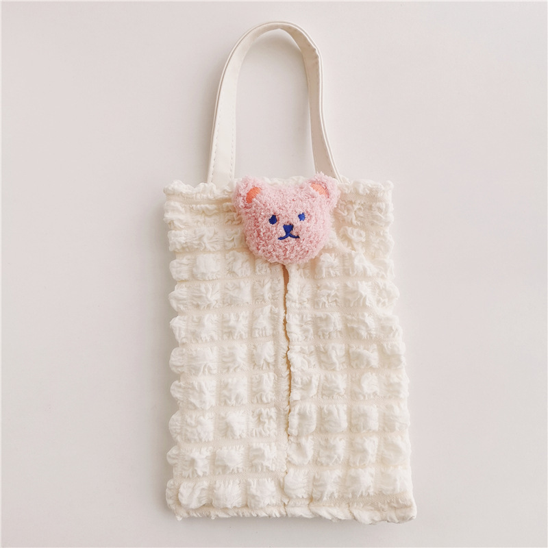 Korean-style cute bear tissue box cover for car seat backs, suitable for babies and children