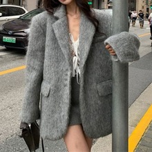 韩版时髦洋气高级感西装外套女2024春季新款时尚宽松休闲西服大衣