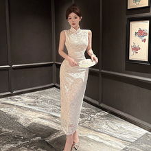 88824欧美东南亚外贸批发2024女装新中式气质改良旗袍蕾丝连衣裙