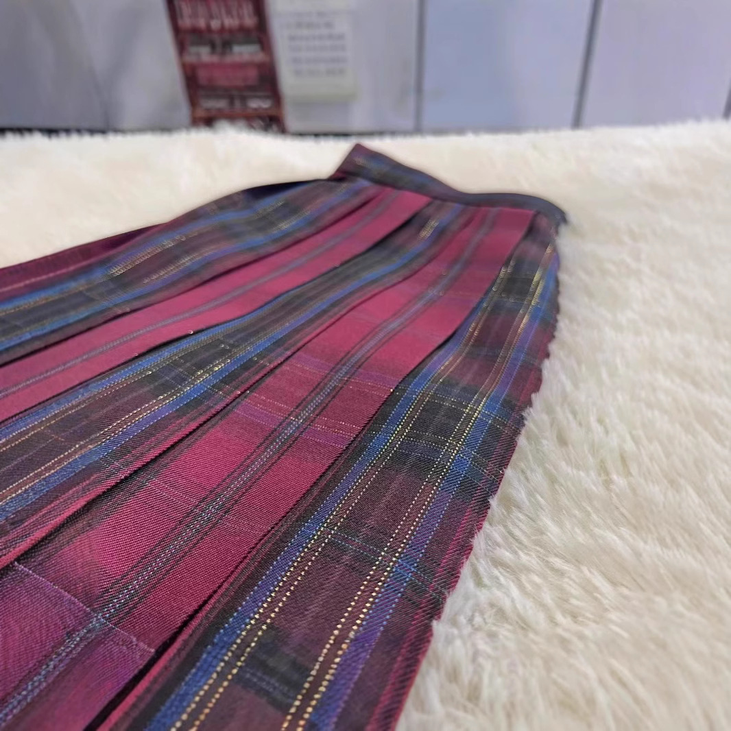 원래 JK 격자 무늬 스커트 조커 스커트 캠퍼스 봄과 여름 재고 레드 하이 허리 격자 무늬 스커트