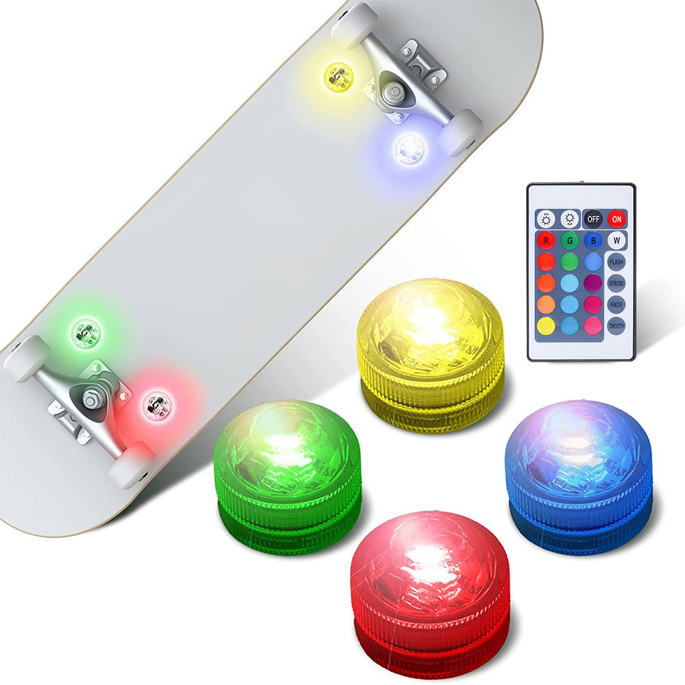 Cross-border new led skateboard light DIY Outdoor scooter waterproof decorative light RGB remote control Diamond knob light