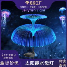户外太阳能水母灯七彩变色光纤网红灯庭院阳台花园布置地插草坪灯