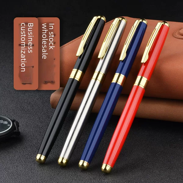 Wholesale Heavy-Feel Black Business Metal Signature Pen, Gel Pen, Gift Ballpoint Pen, Customizable Company Logo