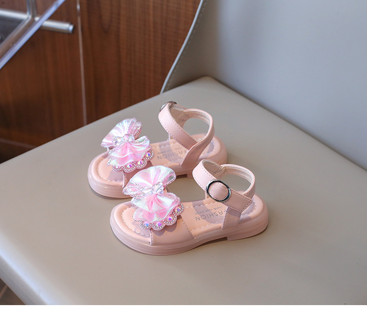 Sandali per ragazze 2024 primavera/estate nuova moda baby water diamond edizione coreana fiocco principessa suola morbida scarpe da ballo_voghion.com