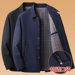 春秋季男士外套休闲夹克爸爸上衣中老年茄克一件代发商务风耐磨