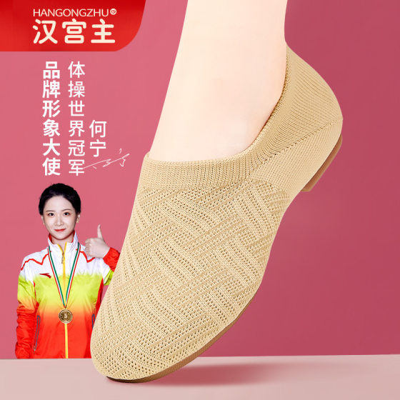 Han Palace Main Dance Shoes Women's Soft Bottom Low Heel Practice Shoes Flying Weaving Breathable camel Square Dance Outdoor Dance Shoes