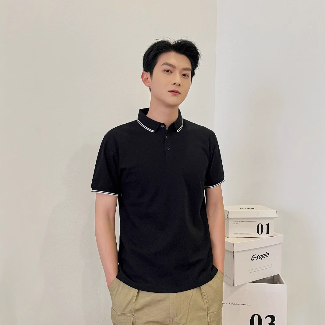 Summer Ice Silk DuPont Sorona Cool Sensación Segunda Clase Cuello Color Solapa Camiseta POLO Manga corta cabello de una pieza