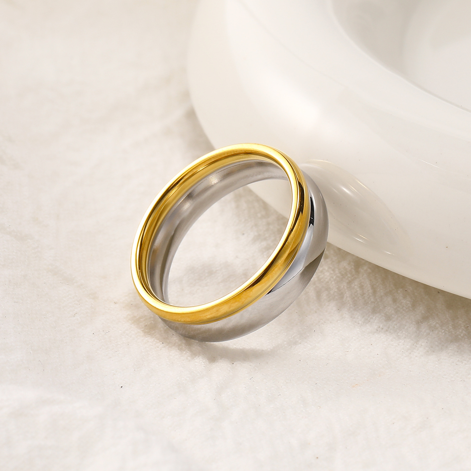 Titanium Steel Material Color Block Pattern Titanium Steel Simple Style Color Block Plating Rings