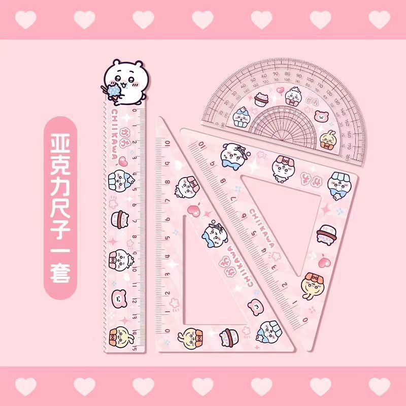Jiyikawa 小学生向け定規セット 高品質アクリル定規文具 15cm 定規 三角定規セット|undefined