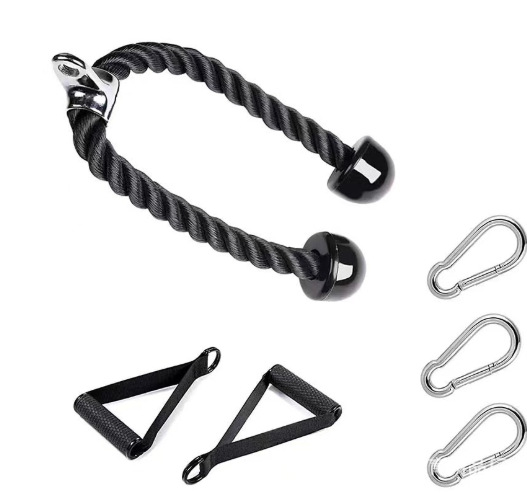 Tríceps tríceps volando pájaro entrenador baja presión cuerda pórtico deportes tirón-abajo mango fitness cuerda doble cabeza hombres al por mayor