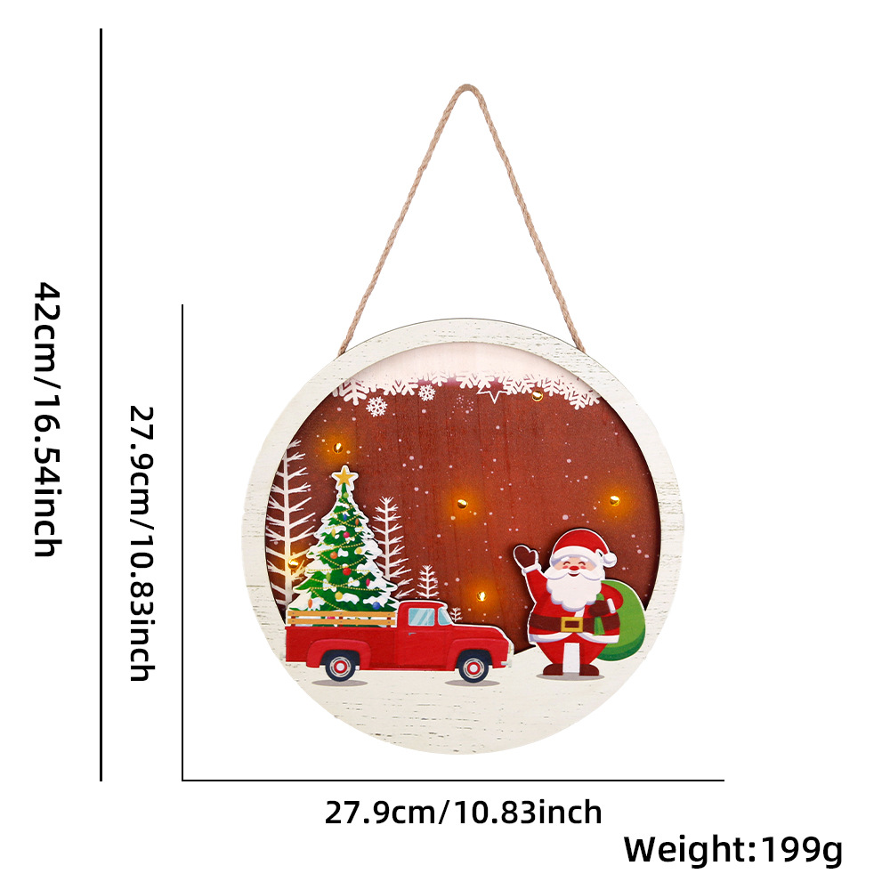 Santa Claus coche placa de madera (con luz)