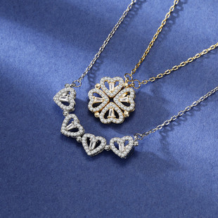 Love four-leaf clover two necklace women a multi-band fashion clavicle chain diamond pendant net red live goods