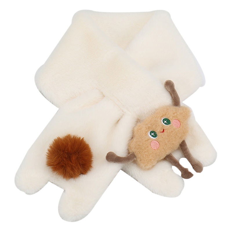 2023 Winter Korean style faux rabbit fur plush scarf soft scarf student female cute cloud cross warm thickened scarf