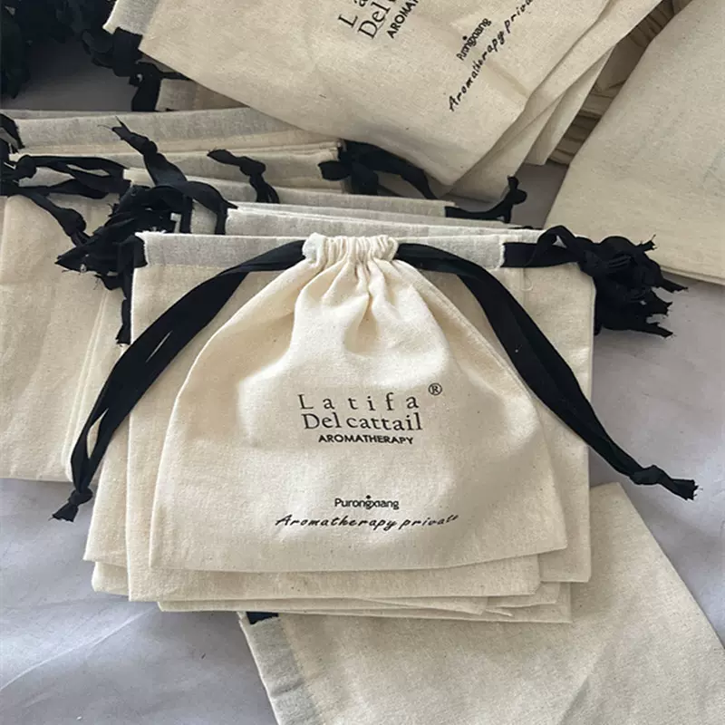 精致品质小号棉布束口袋精油睡眠仪数码耳机环保帆布全棉束口袋子