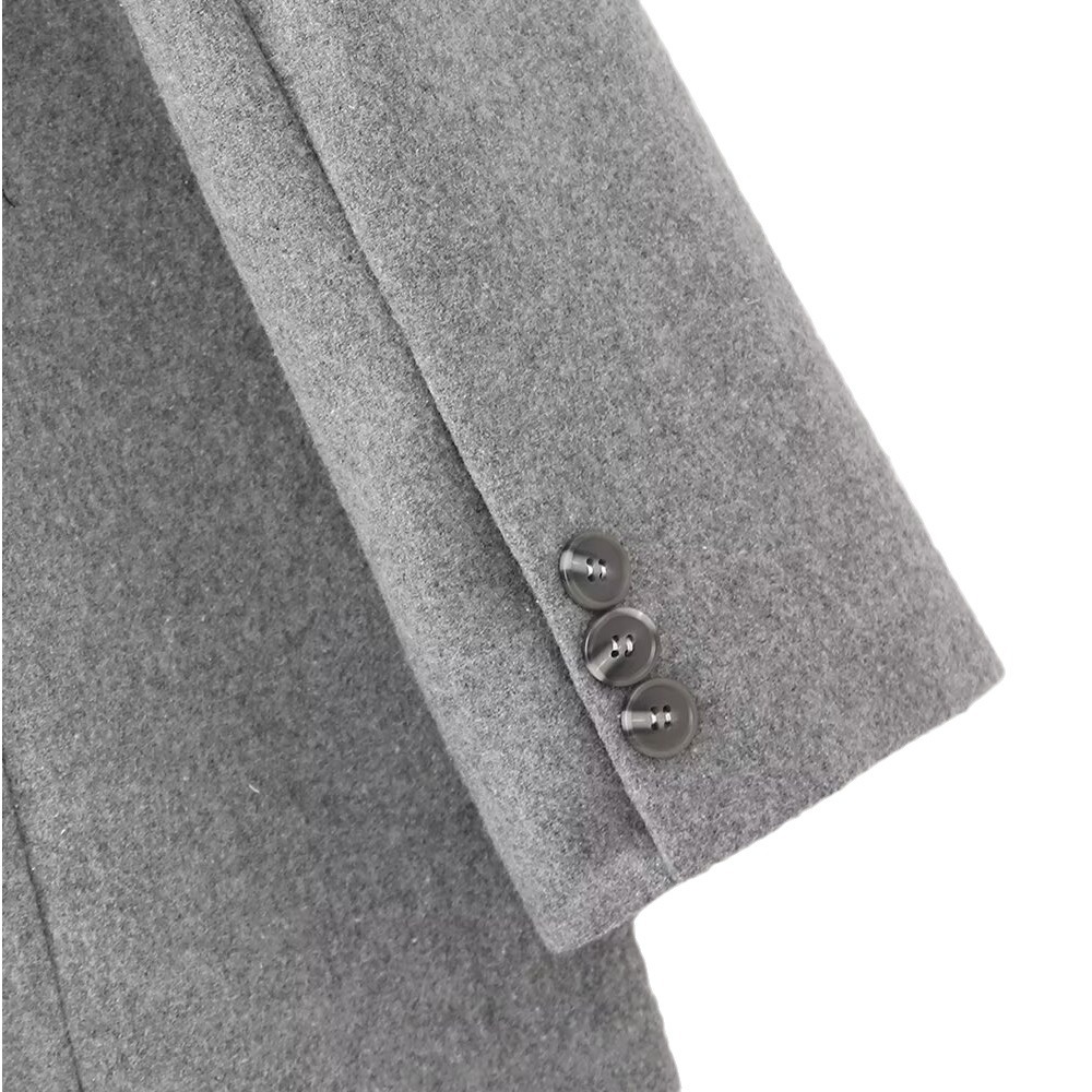 Damen 2023 Herbst Neue Kollektion Einfarbige Taschendekoration Langer Stil Temperament Pendler Wollmantel_voghion.com