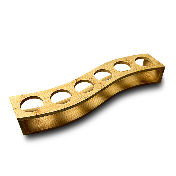 Portavasos de estante de vino creativo del hogar portavasos de madera de bambú copa de vino blanco pequeña taza de vino bandeja de almacenamiento estante de taza de espíritus