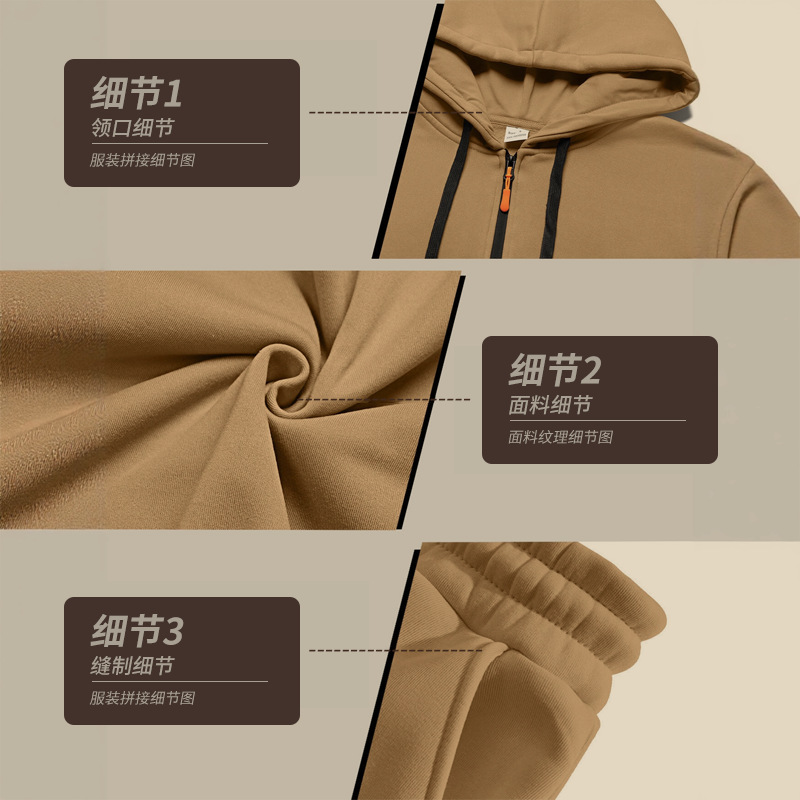 Nuevo otoño y invierno transfronterizos para hombres con camisetas de camisa de moda con capuzas con cremallera multi-bolsillo Cahat conjunto de pantalones de trabajo