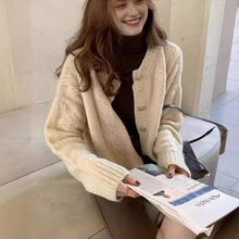 新款爆款秋冬软韩国糯港风毛衣开衫外套女针织时尚上衣女潮加厚长