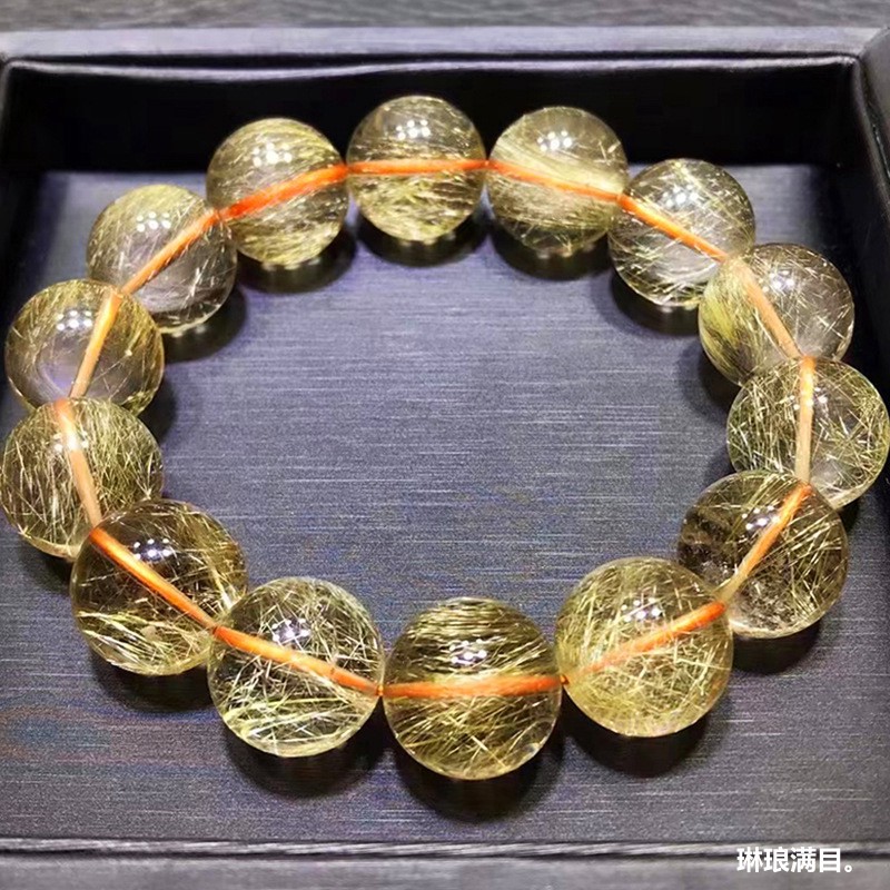 venus hair crystal bracelet natural brazil old mine gold rutilated quartz bracelet men and women rutile full dense smooth hair crystal yellow hair crystal