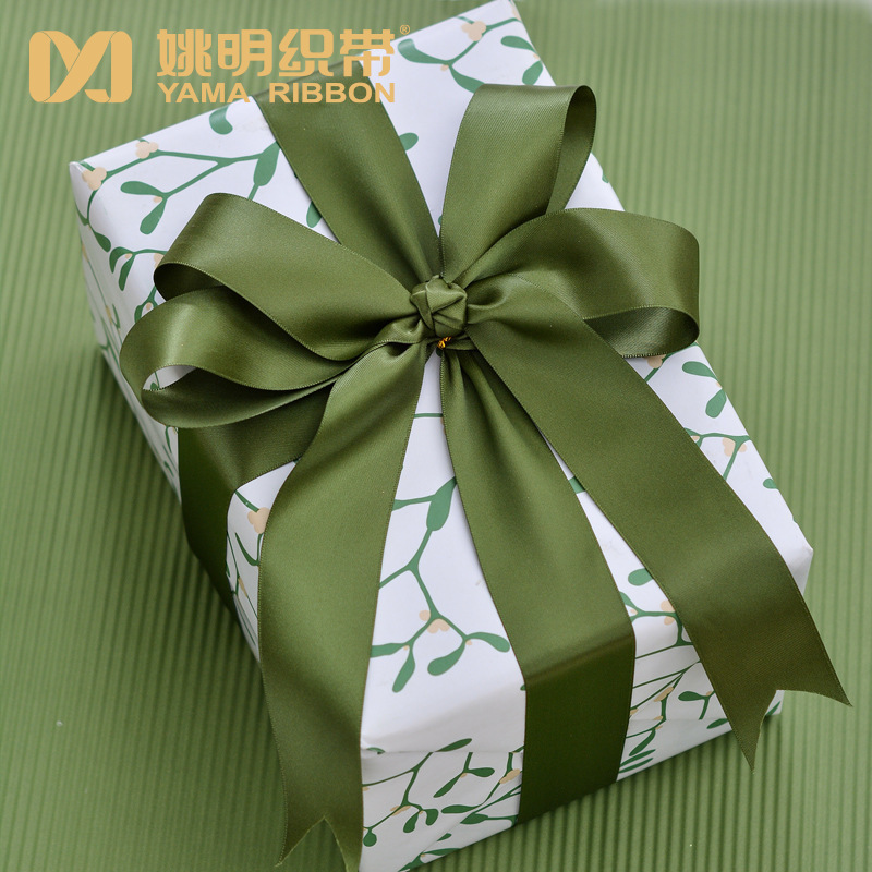 Yao Ming cinta verde cinta caja de regalo embalaje vendaje floral Navidad cinta ramo 38MM cinta al por mayor