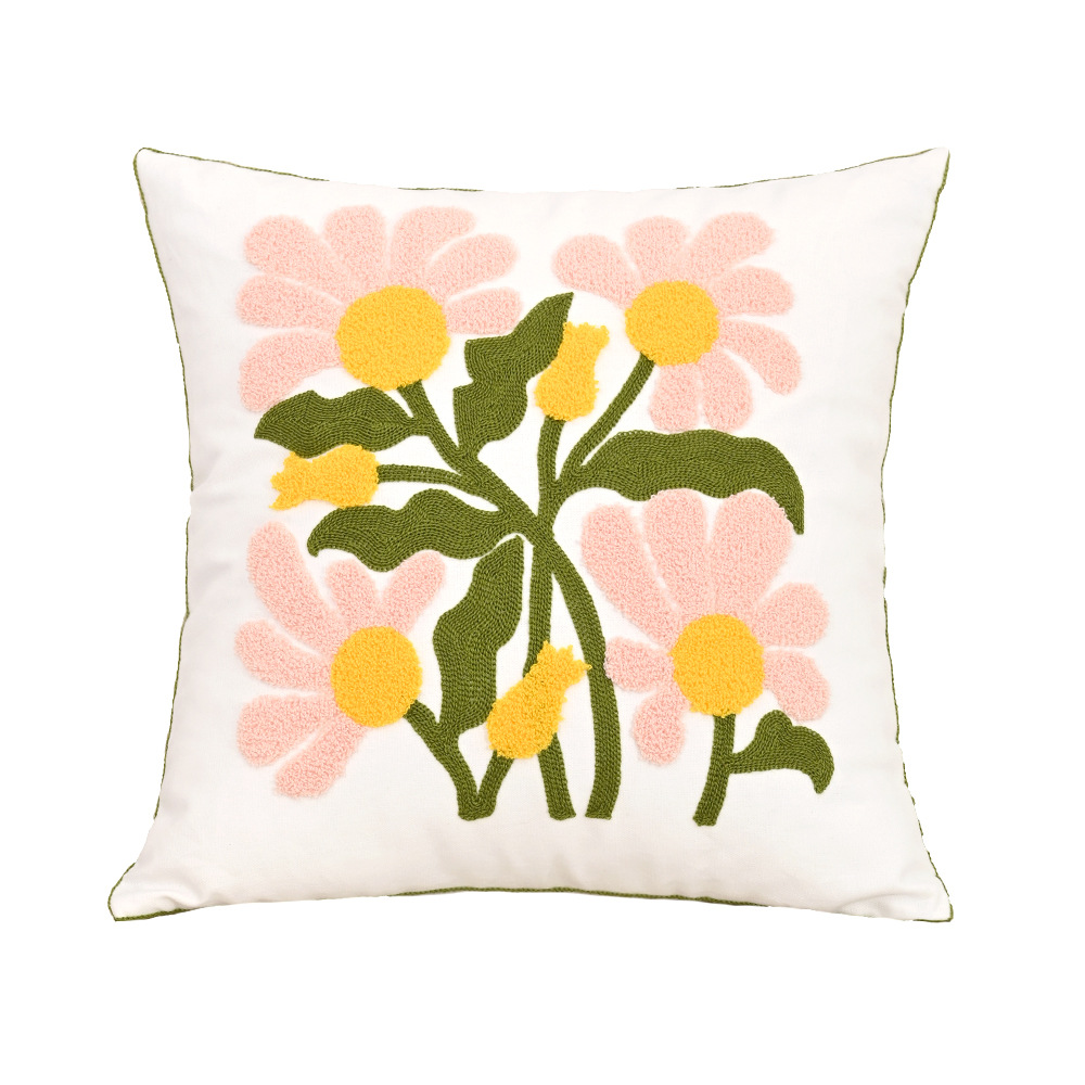Nordic ins sala de estar toalla bordada sofá almohada cojín pequeño modelo fresco habitación almohada de respaldo de cabecera funda de almohada