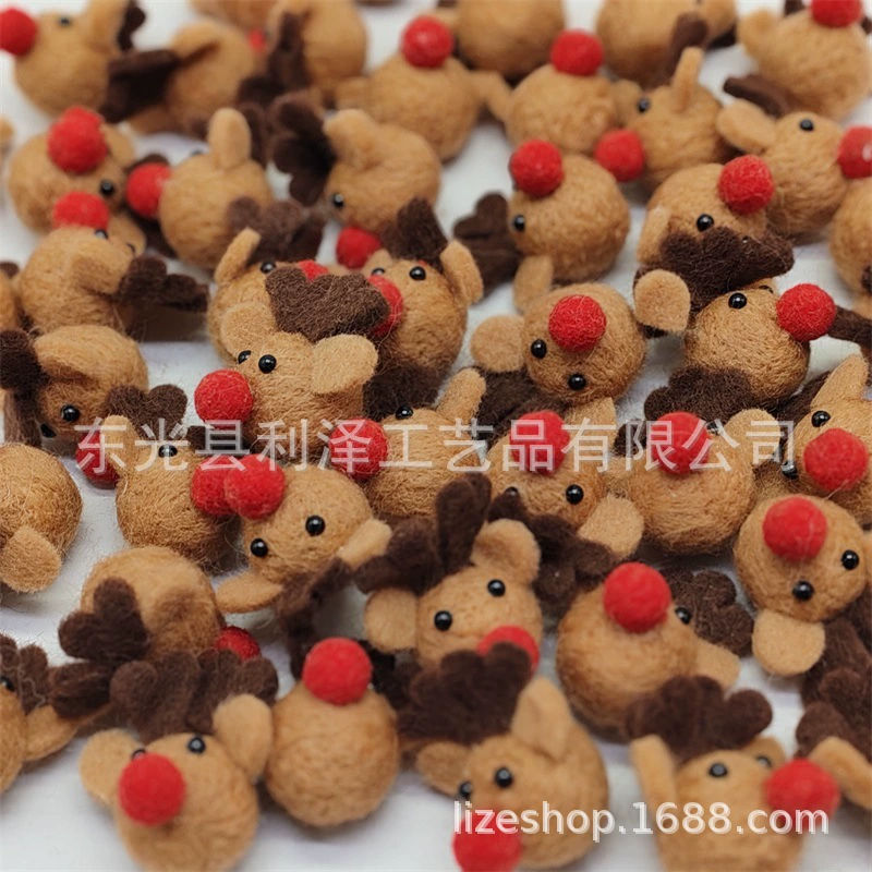 Шерстяной Войлок голова лося Рождественский олень кулон шерстяной войлок тычок готовый продукт Дети DIY аксессуары для рождественской елки