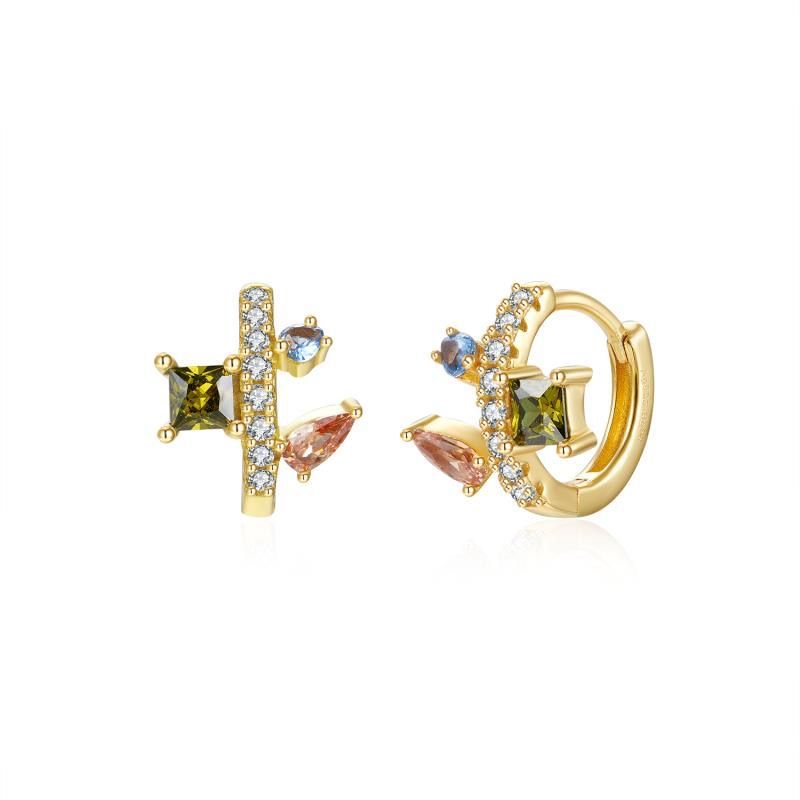 5g Weight PVD Coated Gold Plating Process 925 Sterling Silver Ear Needle Material 18K Real Gold Plated Plating Material Fashion Geometric Copper Artificial Gemstones Earrings