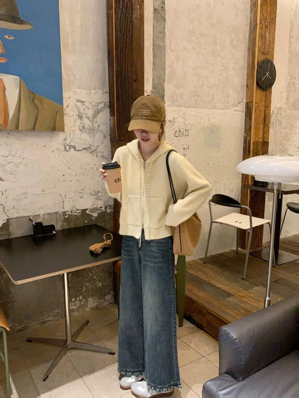 慵懒高级感拉链毛衣外套女秋冬穿搭连帽卫衣冬日爆款洋气减龄上衣|undefined