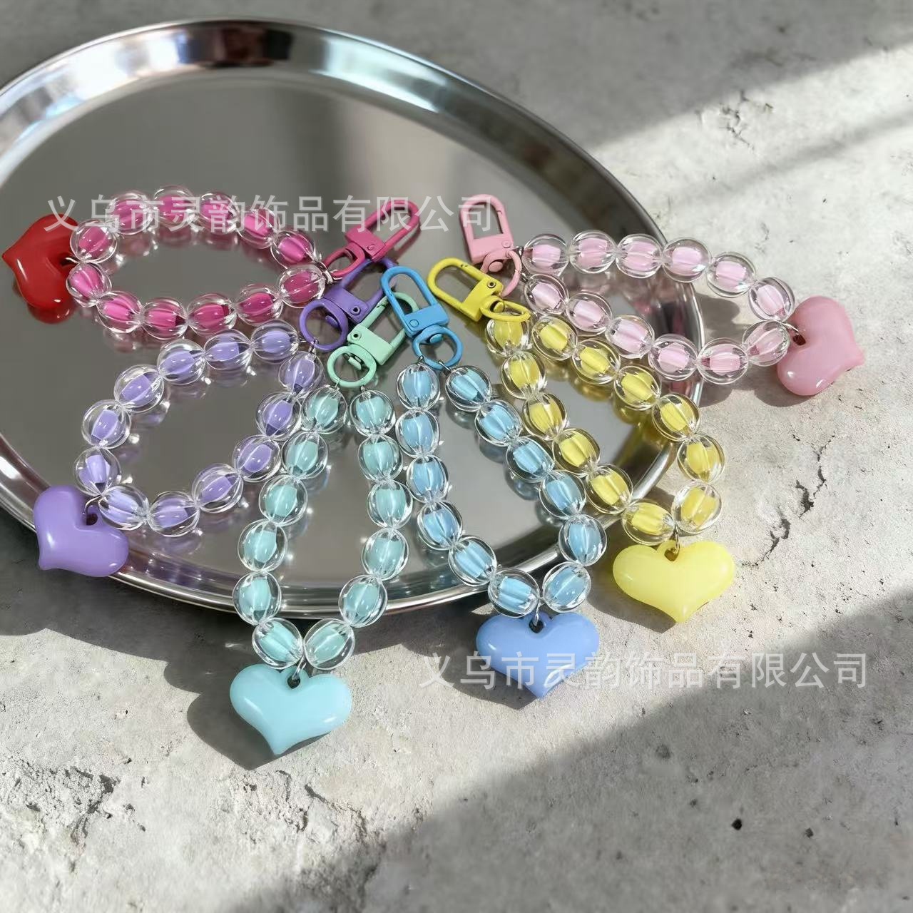 Creative Heart-Shaped Beaded Bracelet Phone Chain Keychain Pendant Car Bag Decoration Key Chain Pendant Gift