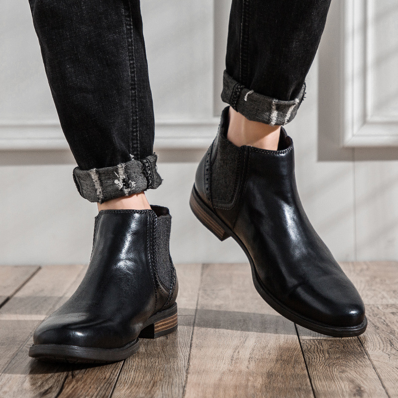 Botas altas de cuero vintage británicas, botas Martin puntiagudas de color polaco, botas de motociclista de piel de vaca de capa superior_voghion.com