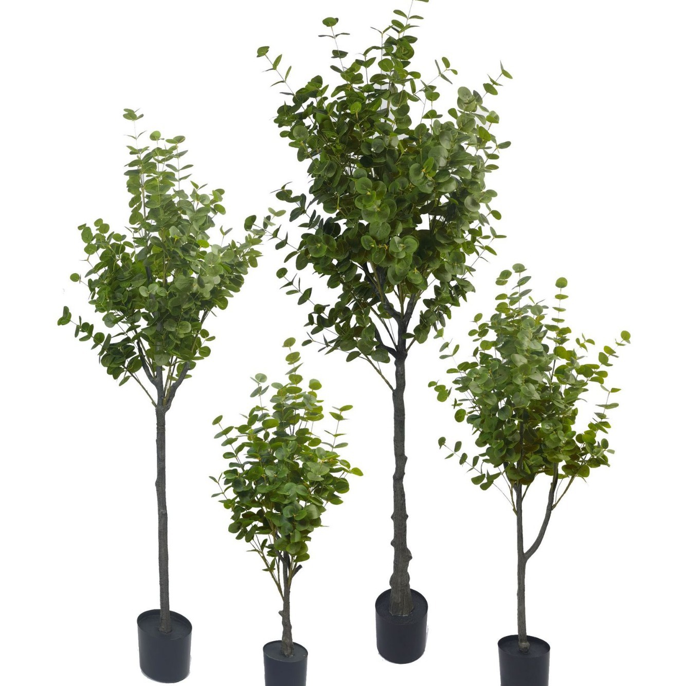 Simulación de estilo de desmontaje transfronterizo Eucalipto en maceta Eucalipto Centro comercial Sala de estar Ventana Decoración de plantas de piso a techo