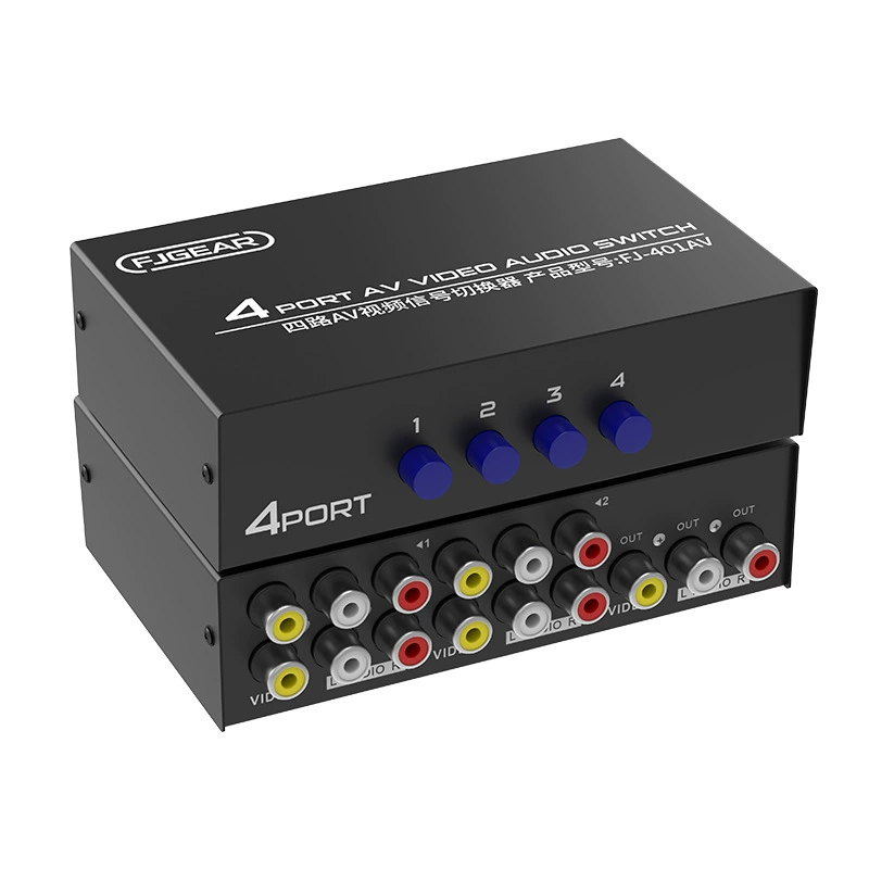 AV switching four -in -one out -out AV Lotus Head interface audio video switch 4 road AV switch
