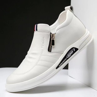 Men's Leather Shoes 2024 New Leather-Covered White Shoes Simple Casual Fashion Business Formal Wear Large Size Casual Men's Trendy Shoes