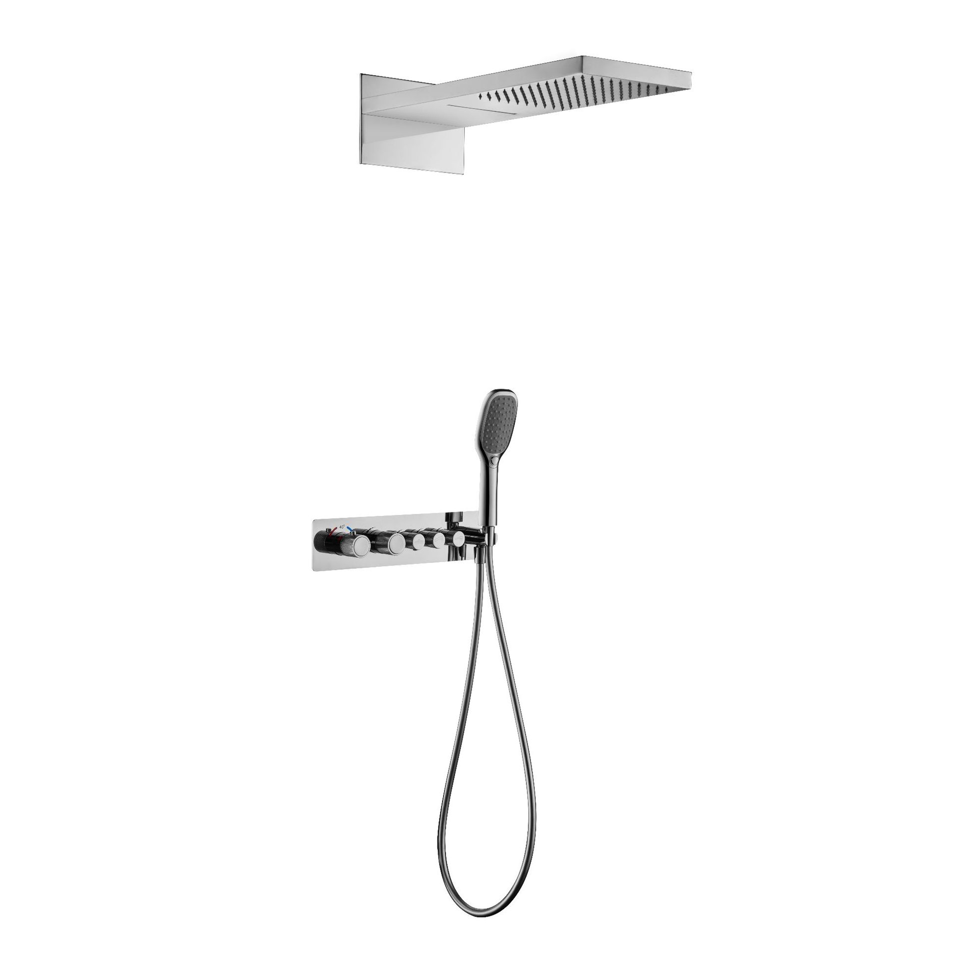 Traje de ducha de pared gris de pistola dividida de cobre transfronterizo oculto ducha de baño presurizado