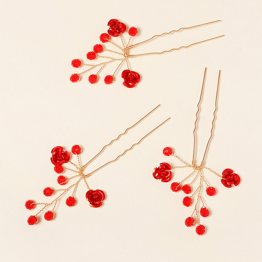 New Headwearhair Fork Accessories Fashion Personality Red Rose Hairpin display picture 4