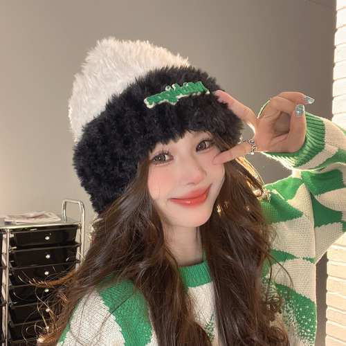 Autumn and winter woolen hat for women Korean style fashionable warm windproof and cold hat outdoor cycling coldproof warm knitted plush hat