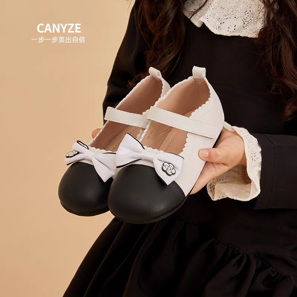 Canyze Girls Princess Shoes Spring and Autum Bow Fashionable Dance Shoes Kidsren's Performance Catwalk Performance Shoes