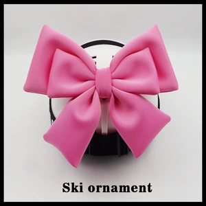 Cute Double Layer Bowknot Light Pink Decoration Snow Helmet Motorcycle Universal Helmet Accessories Detachable