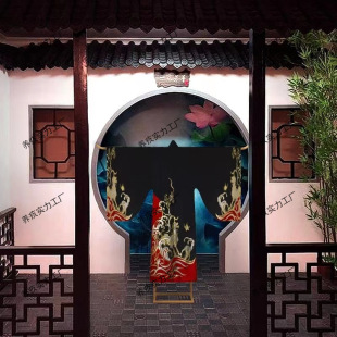 Chinese-style Hanfu Display Rack for Kimono Clothes and Hats Floor Rack Zen Clothes Pattern Hanger for Tang Suit Antique T-frame Iron Rack