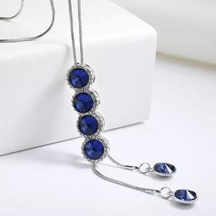 Cross-border new Korean version of the new fashion temperament Joker diamond pendant long necklace sweater chain women manufacturers wholesale