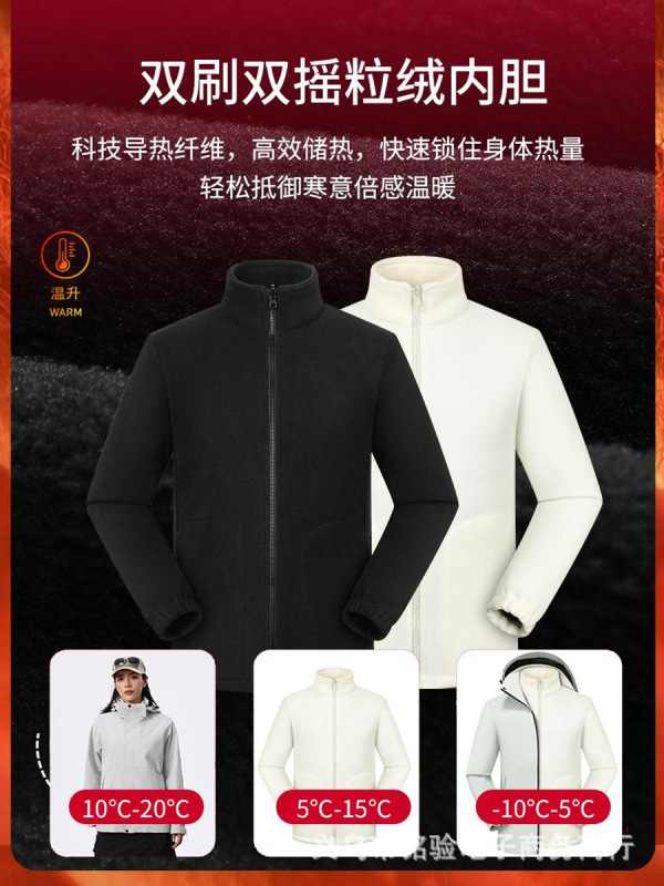 冬季冲锋衣工作服印logo三合一可拆卸加厚内胆防风保暖工装定 制|undefined