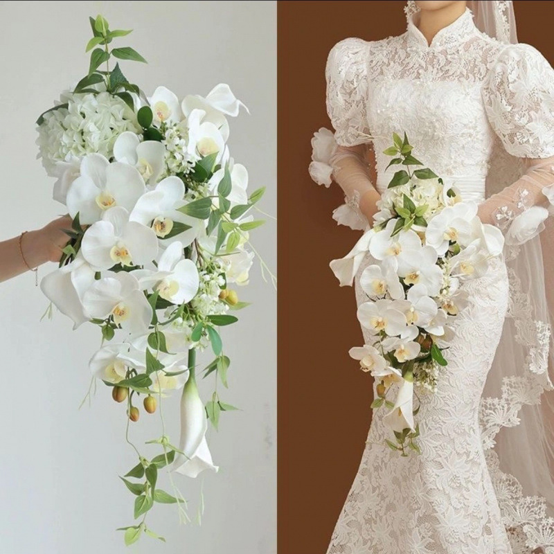 感瀑布花手捧花婚礼新娘影楼摄影道具情侣手持领证花束|undefined