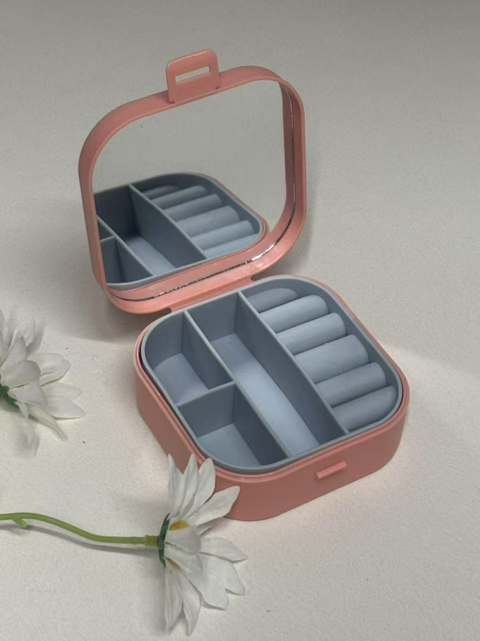 Mirrored jewelry storage box, travel portable gift box, earrings, ring packaging, multifunctional jewelry box